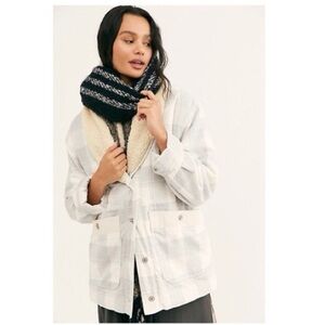 We The Free / Free People Woodlands Sherpa Flannel Plaid Cabin Jacket